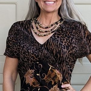 1980's BEADED NECKLACE 3 strand ethnic style